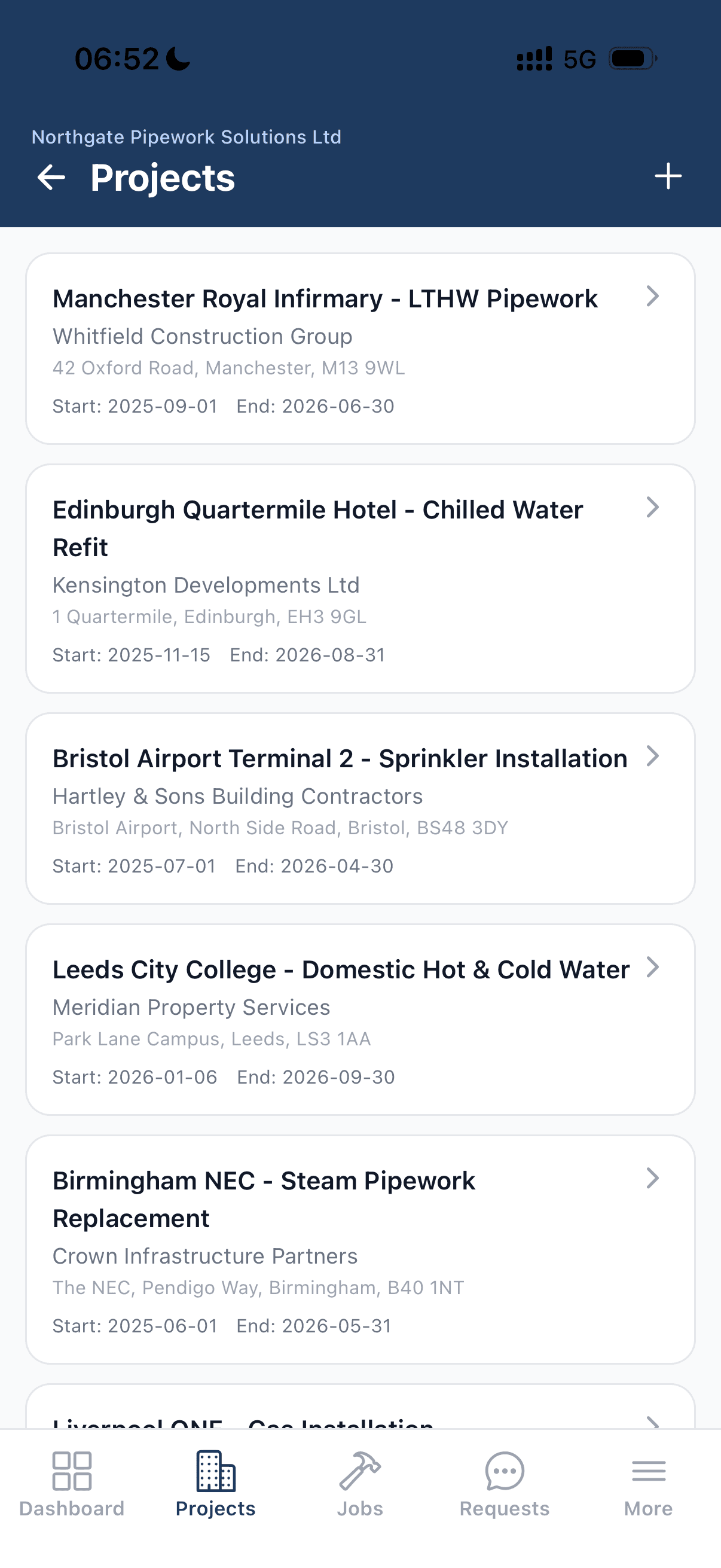 Site Tracks mobile workflow screen